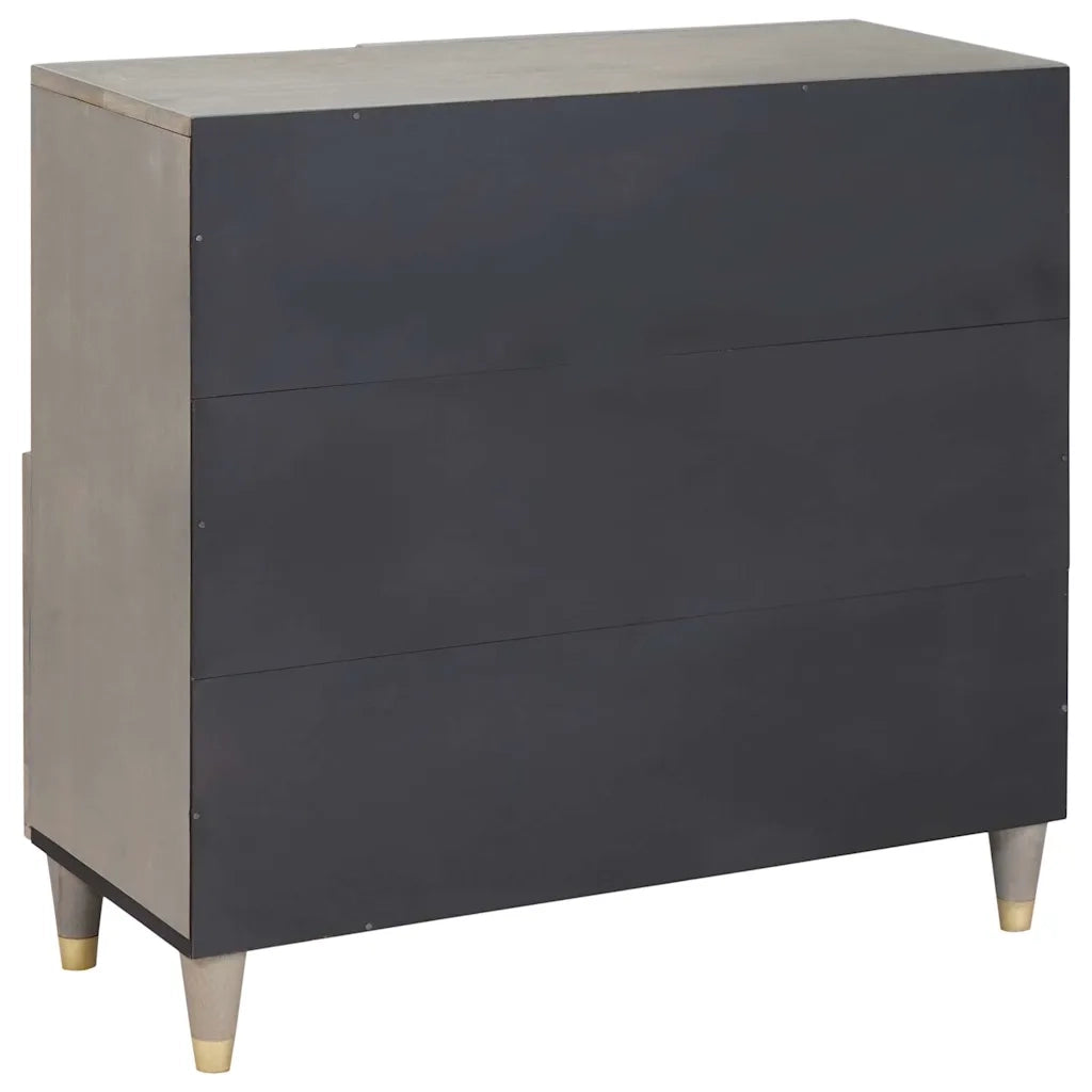 Credenza | Madia | Buffet da pranzo | Armadio da pranzo Grigio e Oro 80 x 33 x 75 cm Legno di mango massello