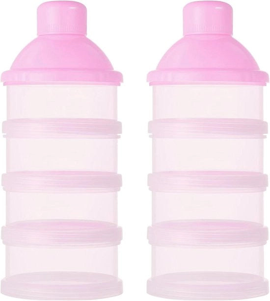 Dispensatore di polvere di latte a 4 livelli, portatile e trasportabile, per la conservazione del latte in polvere per l'alimentazione dei bambini, set da 2 pezzi, BPA libero.