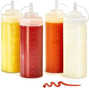 4 flaconi di sause, 500 ml flacone a chiusura ermetica, 16 oz con tappo, flacone dosatore, flacone a chiusura ermetica, flacone spray 500 ml, flacone a chiusura ermetica per spezie, ketchup, mostarda, maionese, olio di oliva, trasparente, per decorare