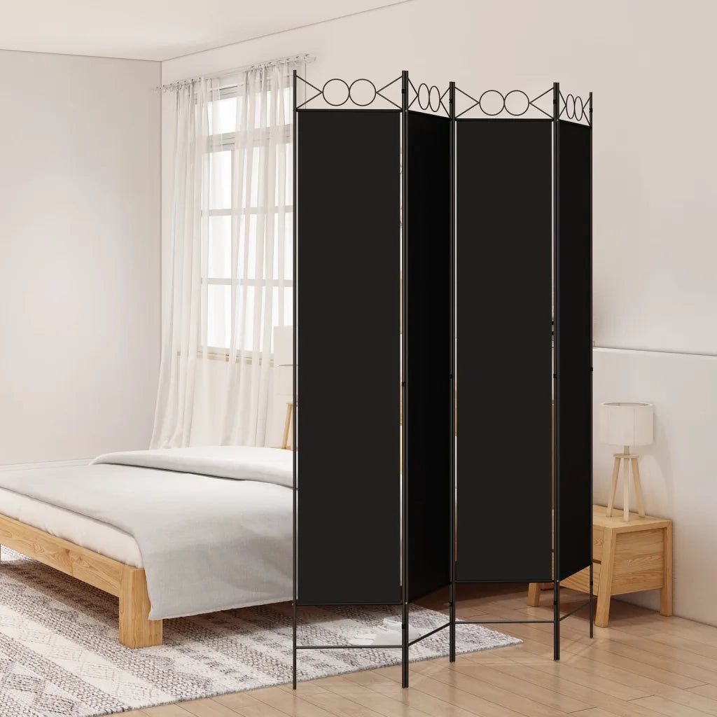 Divisorio a 4 Pannelli Nero 160x220 cm in Tessuto cod mxl 61849