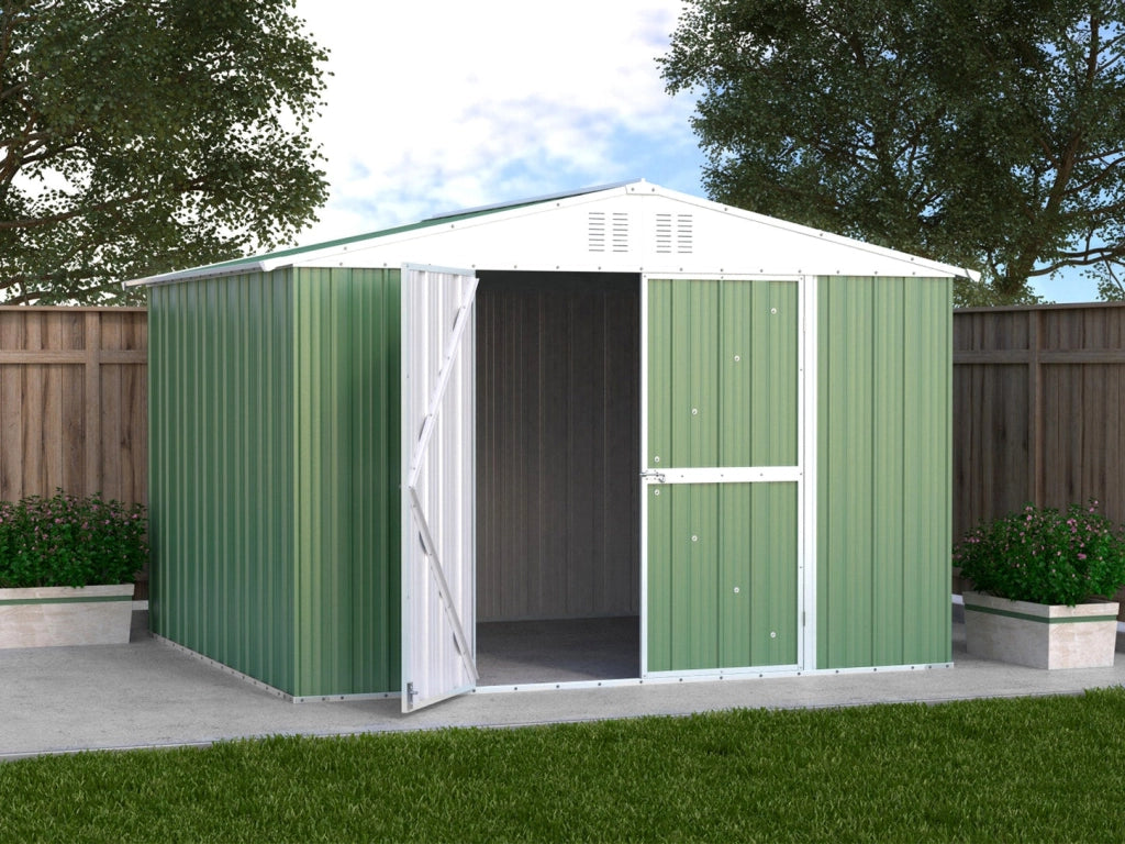 Casetta Box da Giardino in Lamiera di Acciaio Porta Utensili 327x269x217 cm Enaudi Verde
