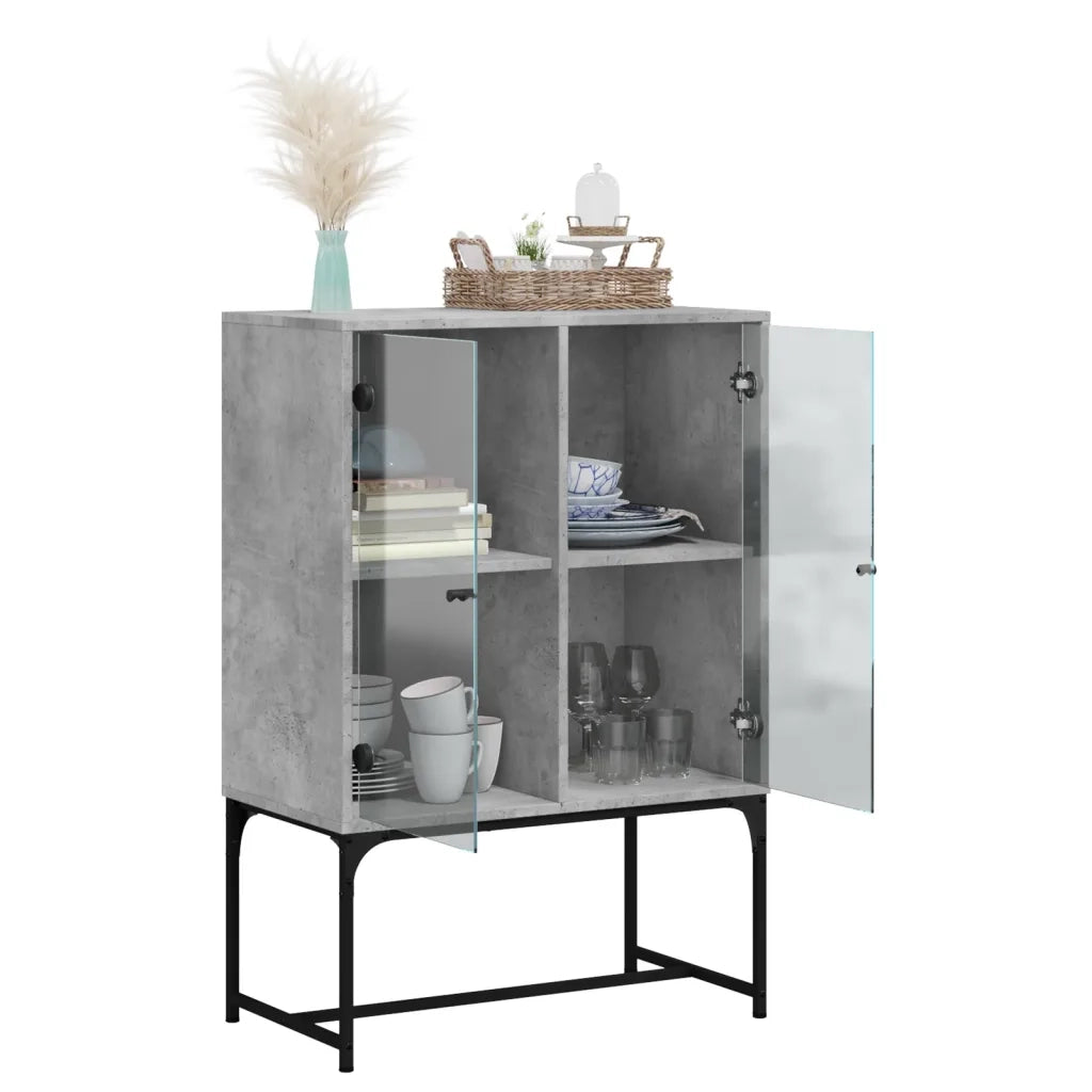Mobile con Ante in Vetro Grigio Cemento 69x37x100 cm 836549