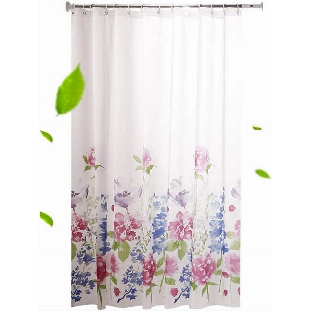 Trade Shop - Tenda Per Doccia Bagno Stampa Garden Fiori Floreale 180x200cm Con 12 Ganci 87569 -