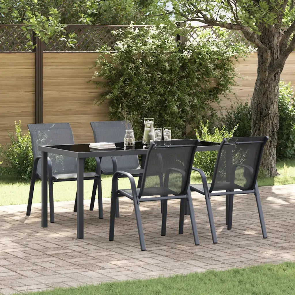 Sedie da Giardino Impilabili 4 pz | Sedie da Esterno in Tessuto Textilene Grigio