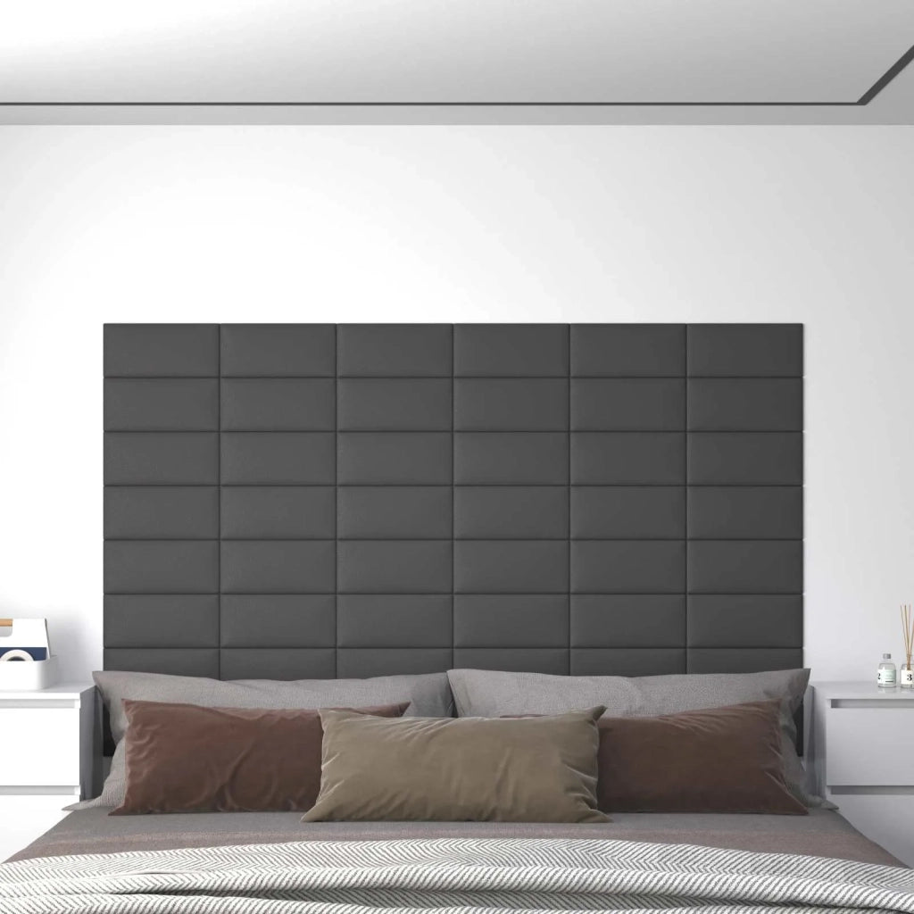 Testiera da Parete 12 pcs Grigio 30 x 15 cm Tessuto 4008311