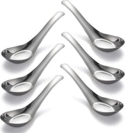 Set di Cucchiai in Acciaio Inossidabile per Cucina da 6 Pezzi Cucchiai in Acciaio Inossidabile Lisci a Specchio per Bouillon Dessert Granaglie Miso Ramen (Grande, 6)