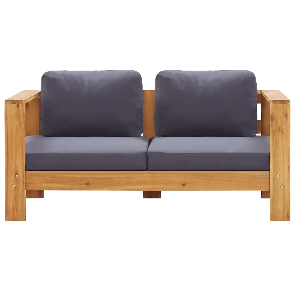 Panca da Giardino con Cuscini 140 cm in Legno di Acacia Grigio cod mxl 68646
