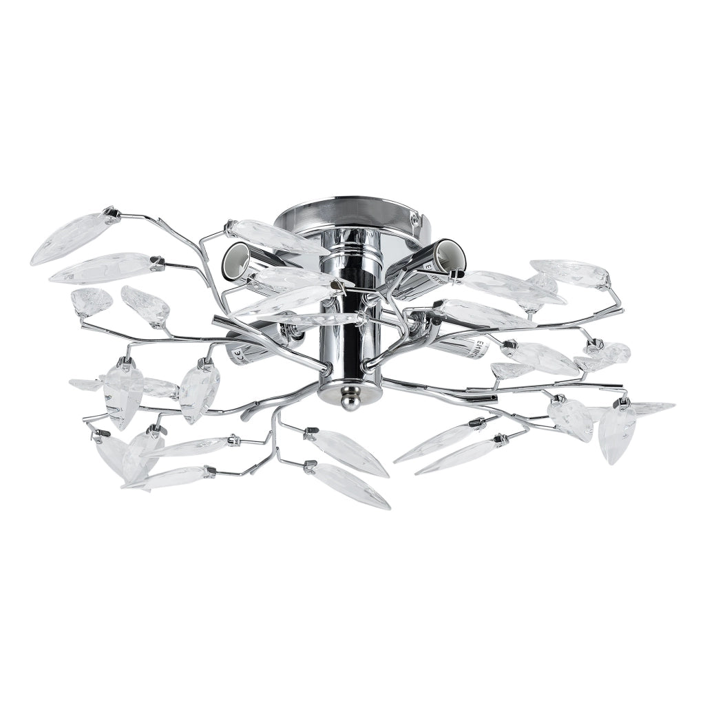 Plafoniera Moderna a 4 Bracci Lampada da Soffitto Senza Paralume Lampadario in Metallo con Cristalli Artificiali [lux.pro]