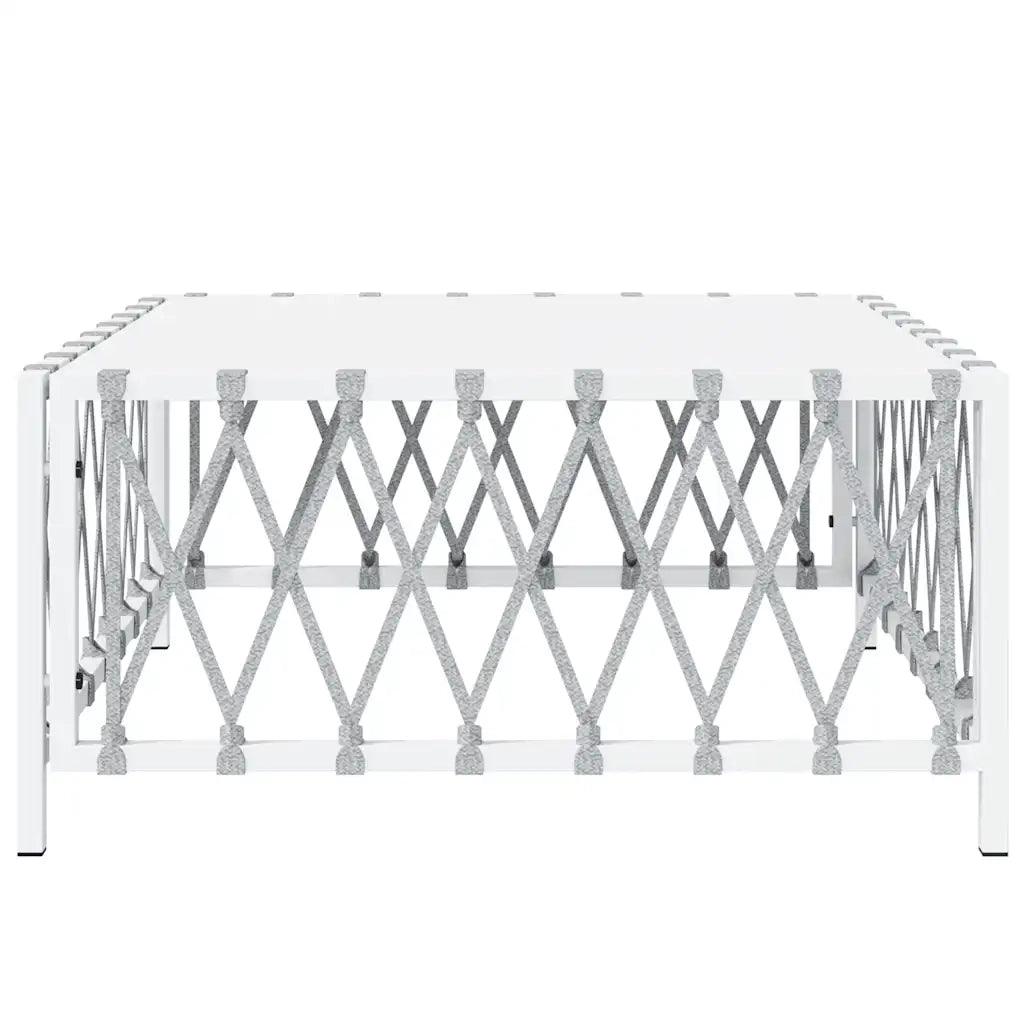Tavolo da Giardino Bianco 70x70x34 cm in Tessuto Intrecciato 364141