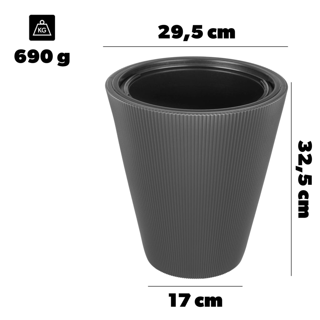 KADAX Doniczka Linea 30  antracyt + WKŁAD 5840-014 K16602