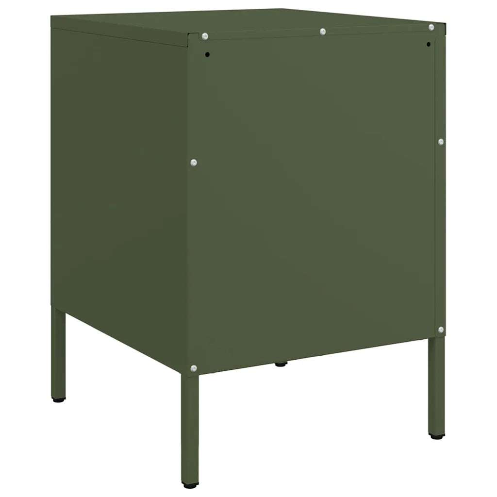Comodini 2 pz-Set di 2 Tavolino da notte Verde Oliva 36x39x50,5 cm in Acciaio 321476