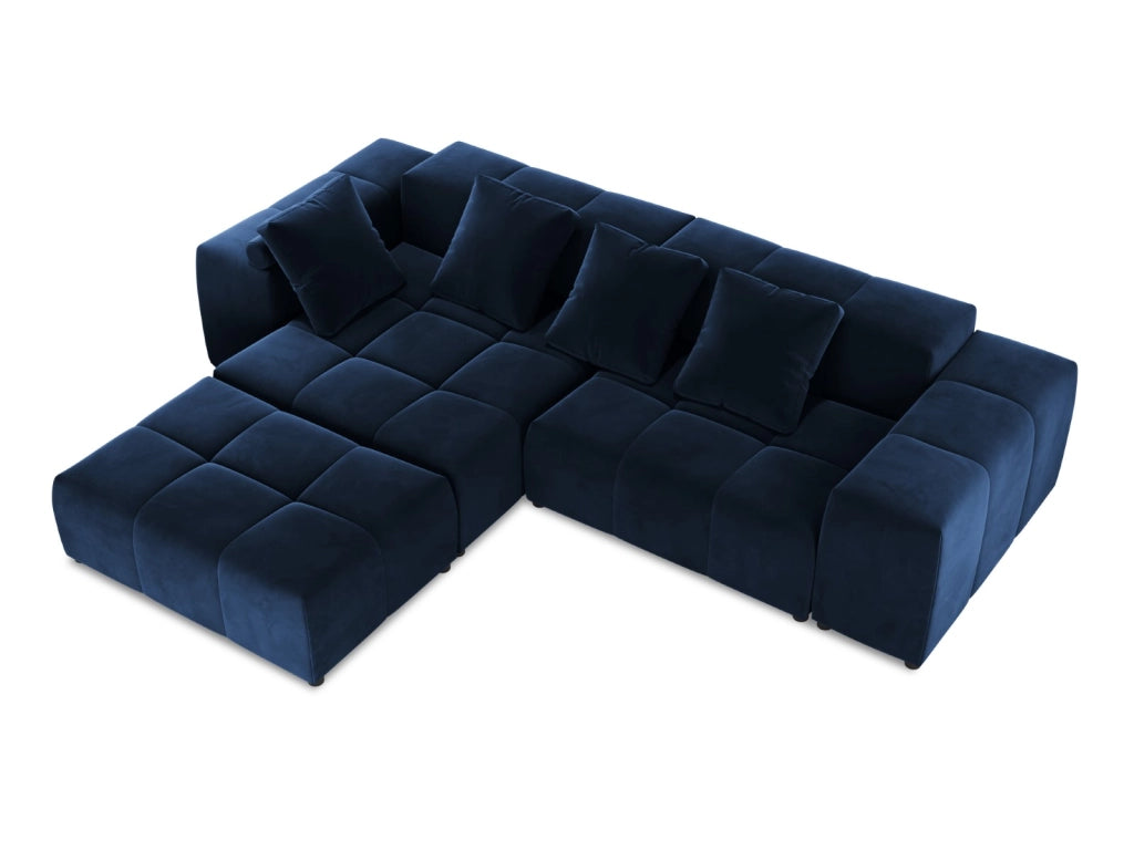 Cosmopolitan Design - Divano angolare modulare reversibile "Rome" 5 posti in velluto blu reale 