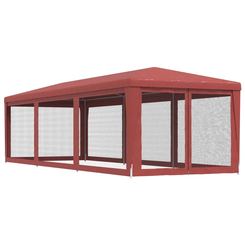 Tenda per Feste con Pareti Laterali in Rete-Tenda Gazebo Rossa 3x9 m HDPE