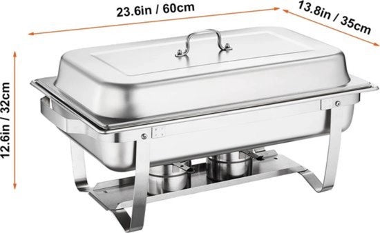 Scheda da Buffet e Scheda da Servire - Ciotola da Chafing e Ciotola da Servizio - Capacità 8L - Set a 2 pezzi