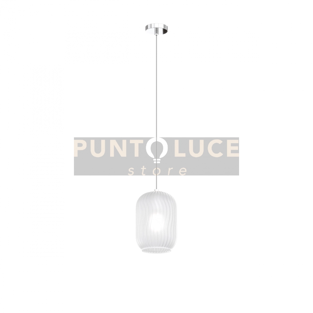 SOSPENSIONE CROMO 1 LUCE VETRO BIANCO FOG 1181CR-S1-BF