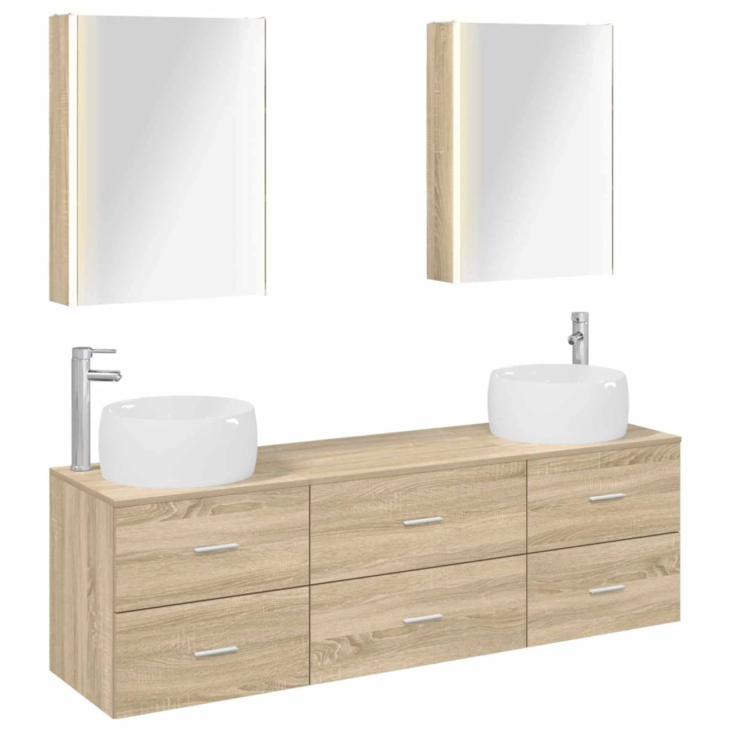Set di mobili per il bagno 5 pcs Rovere Sonoma 3407009