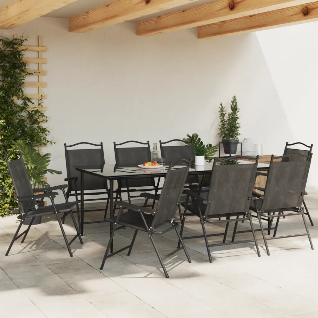 Sedie Giardino Pieghevoli 8 pz Acciaio Grigio MÃ©lange Textilene