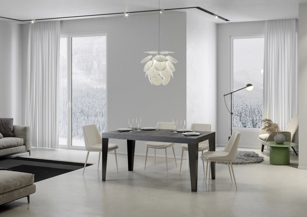 Tavolo Allungabile 130-390x90x77 cm Flame Premium Cemento Telaio Antracite