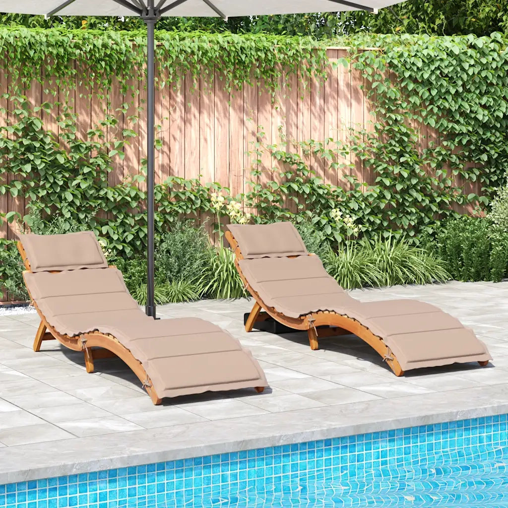 Lettini PrendiLettino sole | Sdraio da giardino | Lettino da sole con Cuscini 2 pz Legno Massello di Acacia