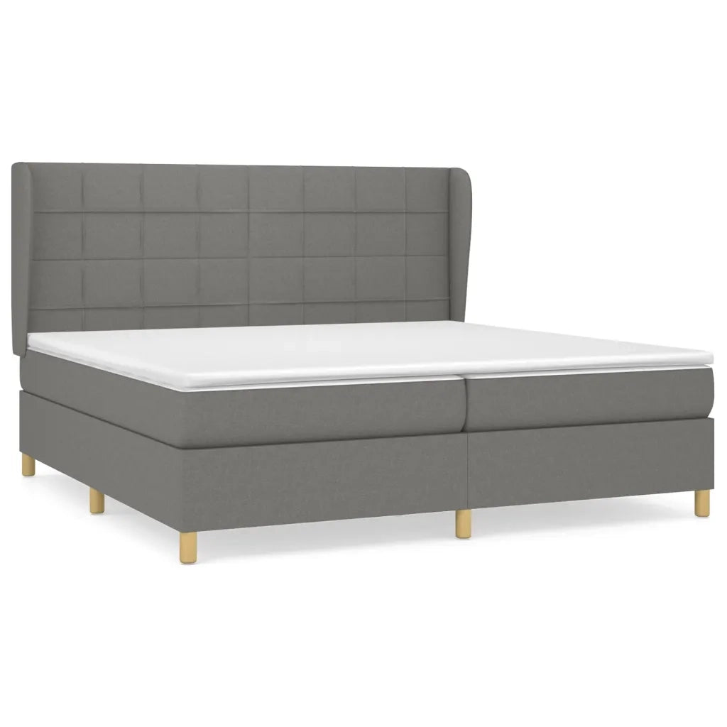 Giroletto a Molle con Materasso Grigio Scuro 200x200 cm Tessuto 3128550