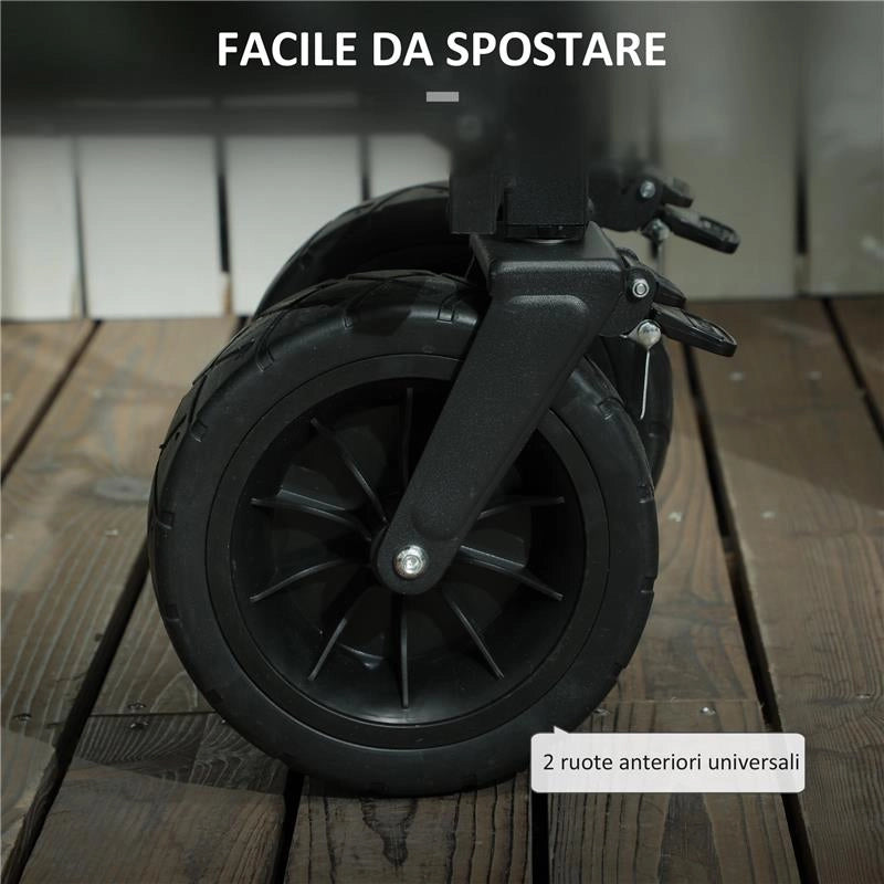 CARRELLO DA GIARDINO DA 95L PIEGHEVOLE CON PANNELLO APRIBILE IN ACCIAIO E POLIESTERE 125X48X78-102 CM VERDE