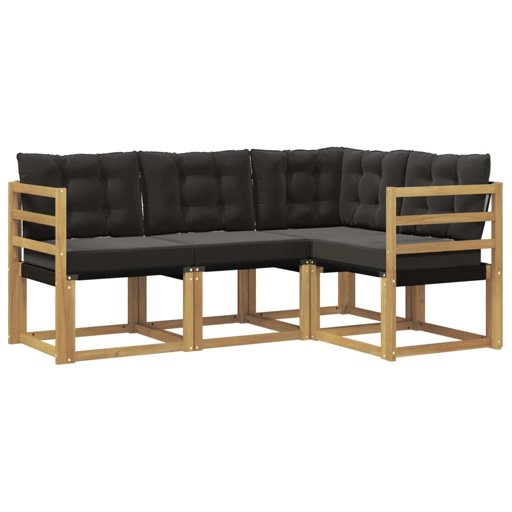 Set di divani da esterno con cuscino 4 pcs Bianco e Nero