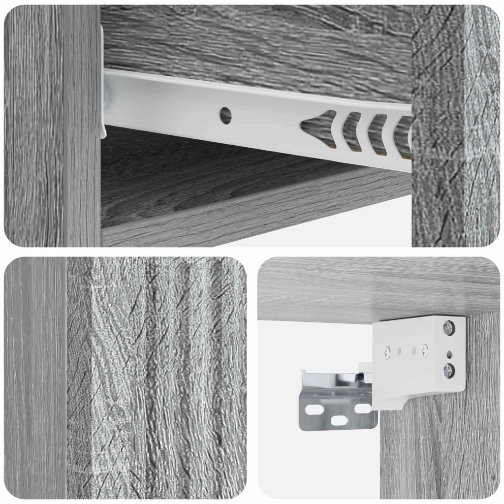Tavolino da Parete Laterale Grigio Sonoma 87,5 x 34,5 x 17 cm 897991