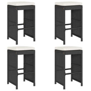 Sgabelli da Bar con Cuscini 4 pz Neri in Polyrattan CFW4970443