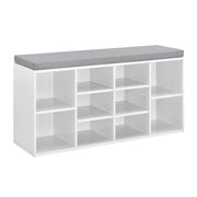Scarpiera con Seduta Imbottita Panca Portascarpe con 10 Vani 103x48x30 cm Bianco [en.casa]