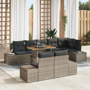 Set Divano da Giardino 9 pcs Grigio Poly Rattan 3358715
