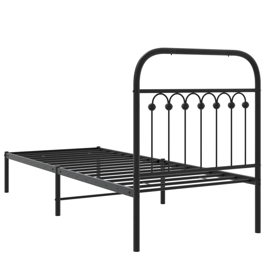 Giroletto con Testiera in Metallo Nero 75x190 cm 376590