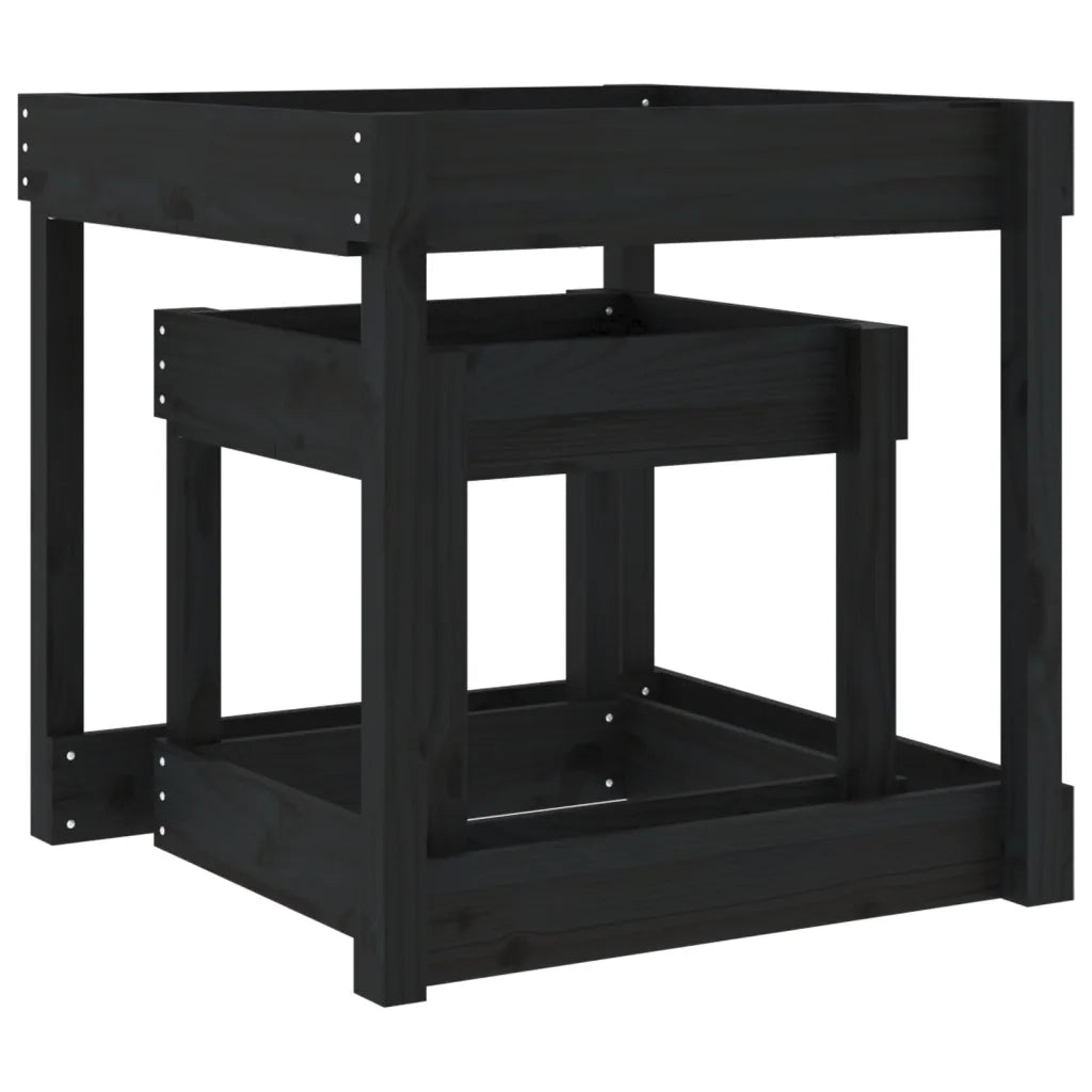 Tavoli Sabbiere 2 pz Neri in Legno Massello di Pino CFW3325396