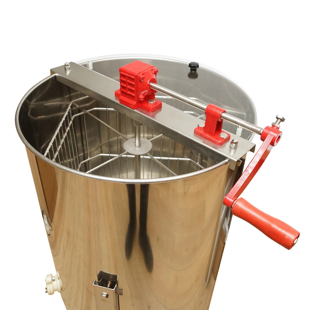 Centrifuga manuale apicola, estrattore di miele in acciaio inox con 4 telai.