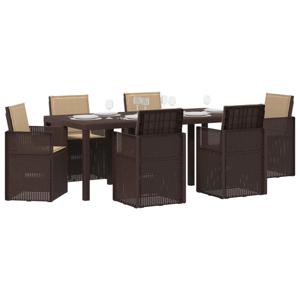 Set da Pranzo per Giardino 7 pcs Marrone e Tortora PP 3430077