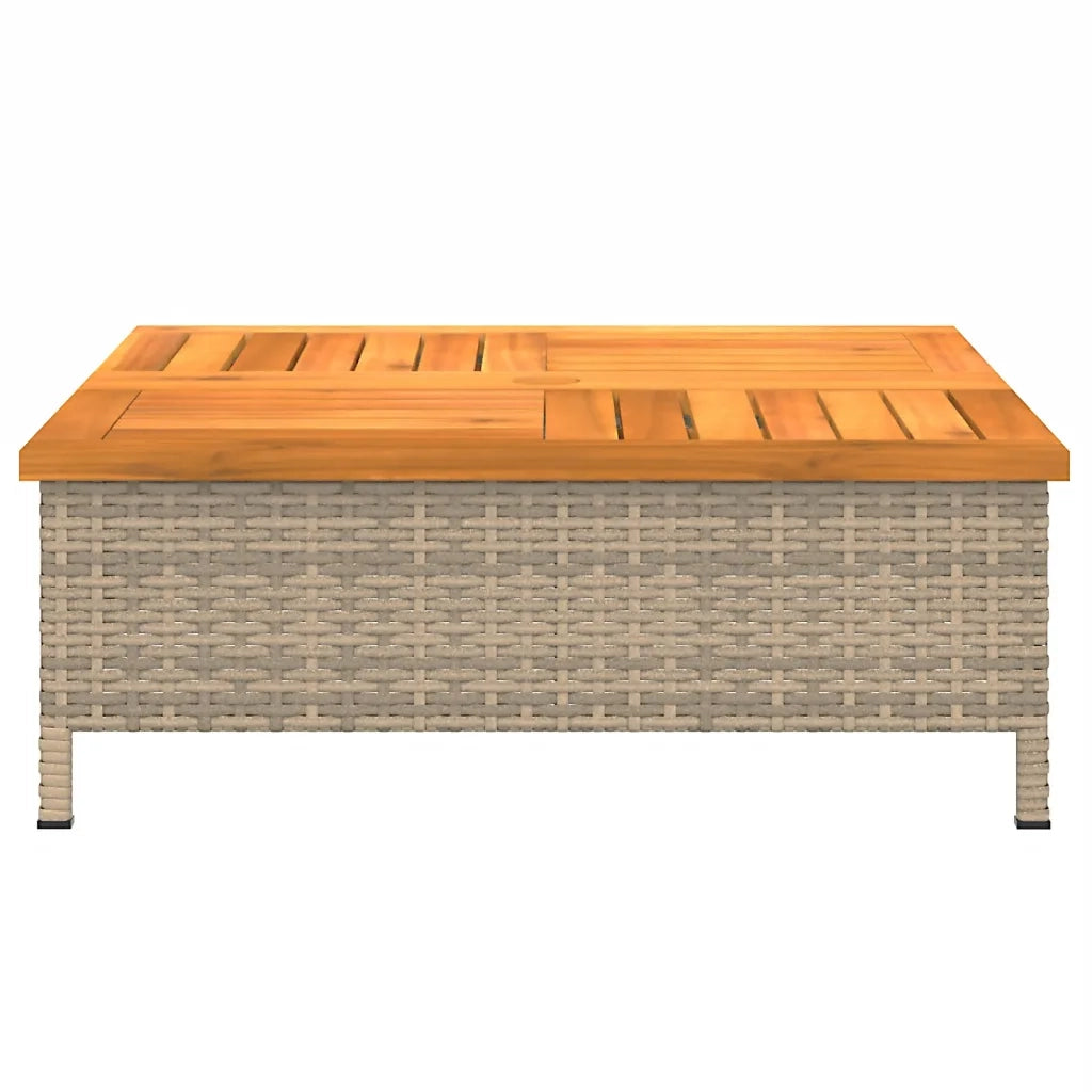 Tavolo da Giardino | Tavolino da esterno Beige 70x70x25cm in Rattan e Legno di Acacia