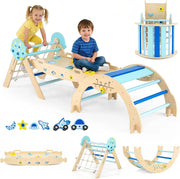 Set da Arrampicata per Bambini, Set Montessori Pieghevole con Arco, Rampa e Scalatore, Giochi da Arrampicata con Blocchi e Gioco del Labirinto, 1 Anni + (Astronauta 3 pezzi, Blu)