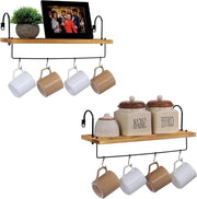 Set di pannelli da cucina da 2 - Pannelli con appendiasciugamani - Pannello per parete con rail e ganci a S - Decorativo ripiano da parete - Mobile da cucina in legno