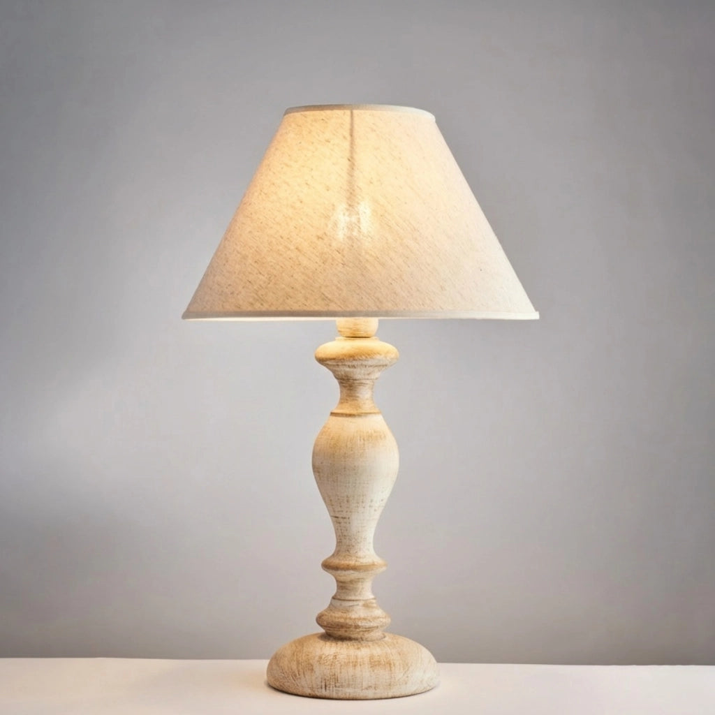 Lampada Da Tavolo Shabby Chic Cascina Bianco Tortora Vintage 1 Luce E27