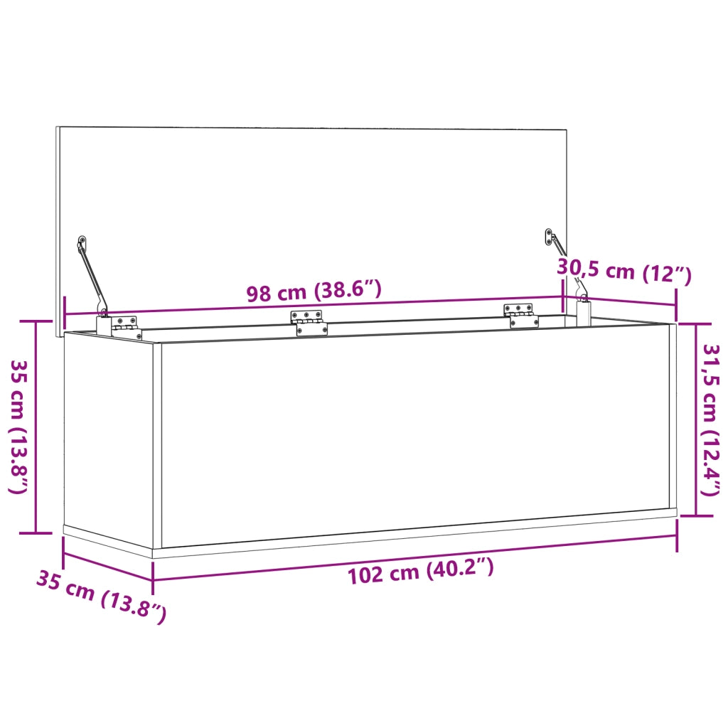 Scatola di Stoccaggio per la vitaXL in Rovere Artigianale 102x35x35 cm in Legno Ingegnerizzato