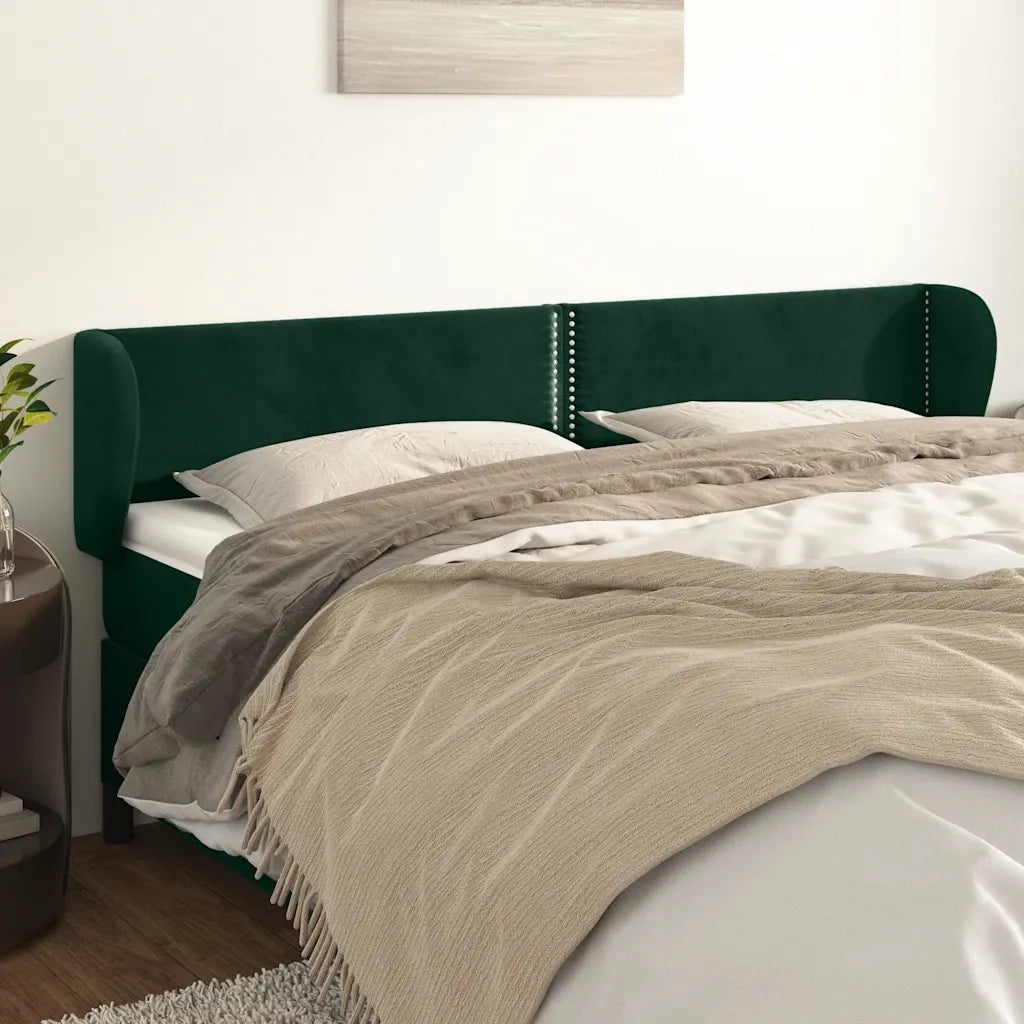 Testiera ad Orecchio Verde Scuro 183x23x78/88 cm in Velluto 3117067