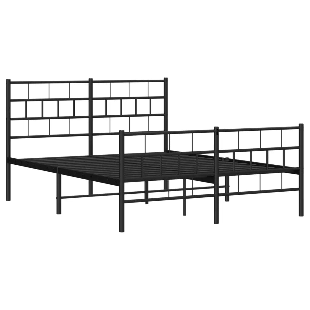 Giroletto con Testiera e Pediera Metallo Nero 120x190 cm 355674