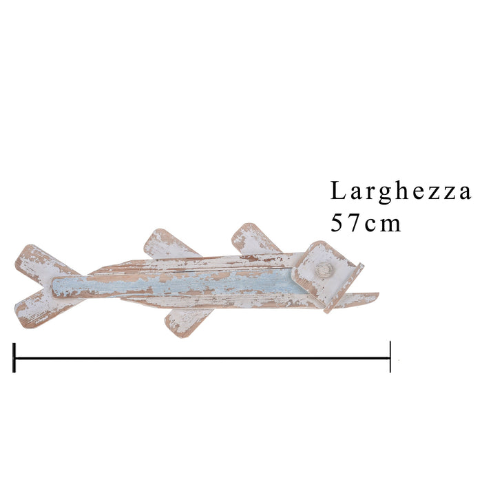 Set 2 Pesci Legno da Appendere 57 cm