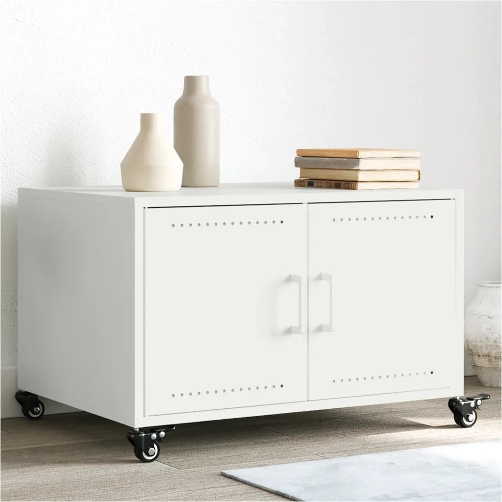 Tavolino da Salotto Bianco 68x50x43,5 cm in Acciaio 846691