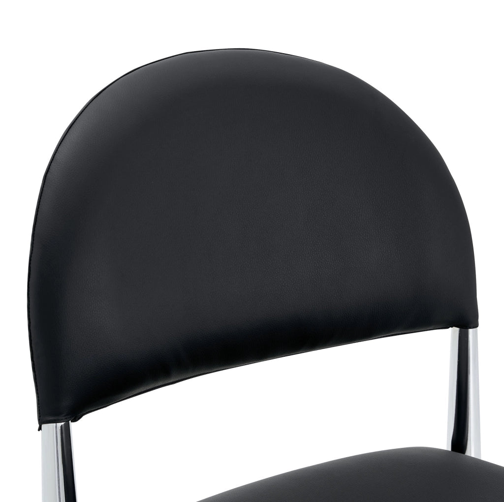 Sedia da pranzo 80 cm con schienale ergonomico in PU nero