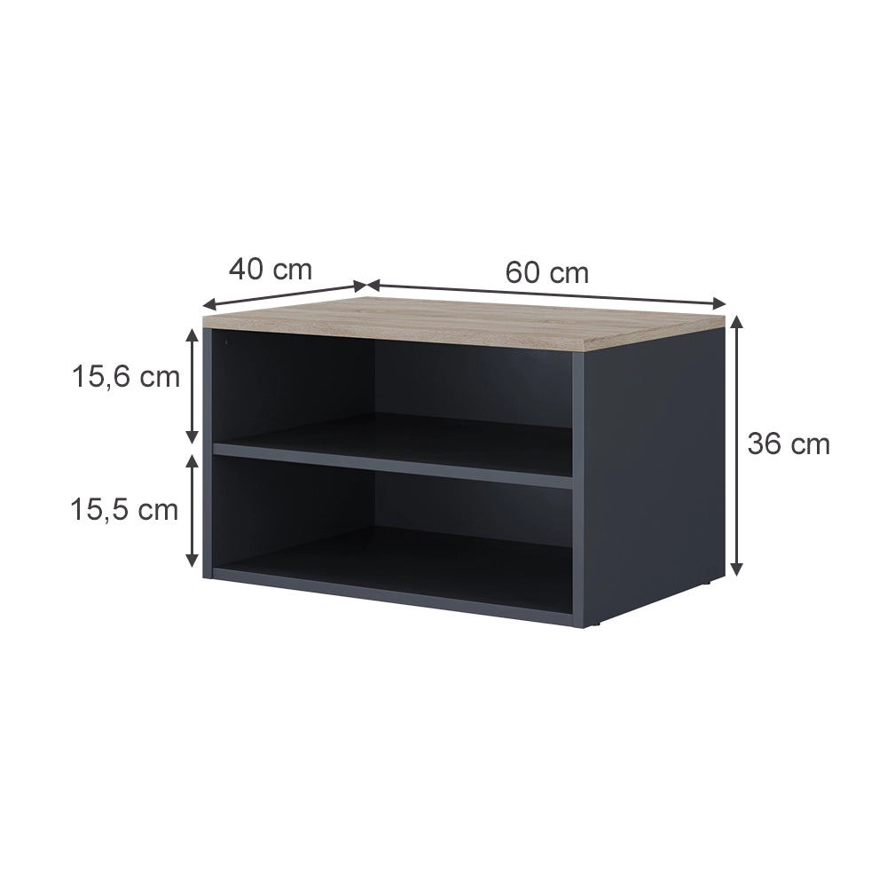 Vicco Cassettiera Antracite/Sonoma 60 x 36 cm con 2 scomparti