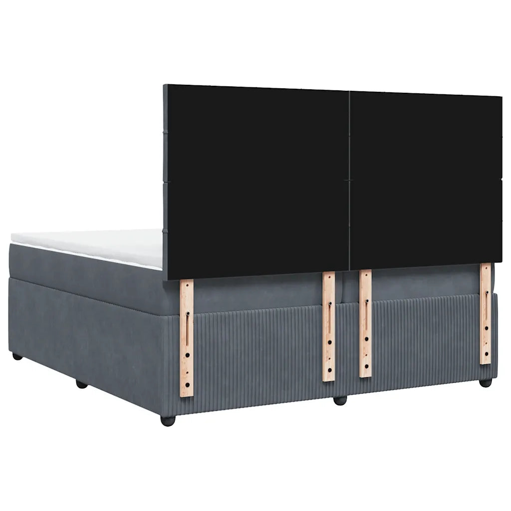 Giroletto a Molle con Materasso Grigio Scuro 200x200 cm Velluto