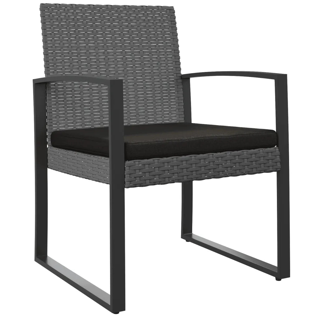Sedie da Pranzo da Giardino 2 pz | Sedie da Esterno Grigio Scuro in Rattan PP