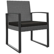 Sedie da Pranzo da Giardino 2 pz | Sedie da Esterno Grigio Scuro in Rattan PP