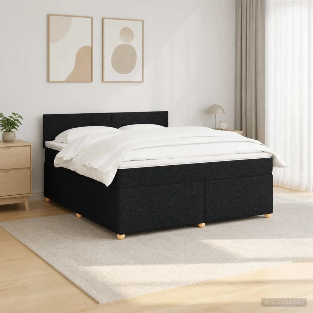 Letto box spring con materasso Nero 140 x 190 cm Tessuto 3452424