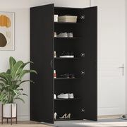 Mobile per scarpe Nero 80x35,5x180 cm in Legno Ingengnerizzato